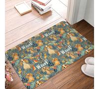 Anceky Flower Birds Sausage Dogs Print Bathroom Rugs Non Slip Washable, 16x24 in Bath Mat Bath Rugs for Bathroom Decor, Soft Floor Door Mat Kitchen Rugs, Washable Rug for Indoor Outdoor Tub