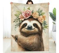 Anceky Flower Crown Flannel Blanket, Soft Warm Microfiber Blanket for Couch, Bed, Travel, Camping, Multi-Purpose Gift for All Seasons 60 * 80in