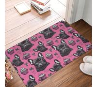 Anceky French Bulldog Pink Cake Print Bathroom Rugs Non Slip Washable, 16x24 in Bath Mat Bath Rugs for Bathroom Decor, Soft Floor Door Mat Kitchen Rugs, Washable Rug for Indoor Outdoor Tub
