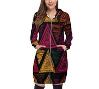 Anceky Geometric Stripes Women Casual Zip up Hoodies African Tribes Fall Sweatshirt Long Casual Black Hoodie