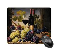 Anceky Grape Red Wine Print Square Mouse Pad Gaming Mouse Matwith Anti-Slip Rubber Base 18 * 22cm