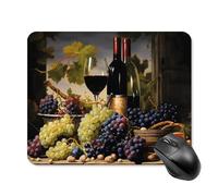 Anceky Grape Red Wine Print Square Mouse Pad Gaming Mouse Matwith Anti-Slip Rubber Base 20 * 25cm