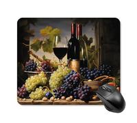 Anceky Grape Red Wine Print Square Mouse Pad Gaming Mouse Matwith Anti-Slip Rubber Base 25 * 30cm