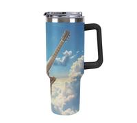 Anceky Guitar in The Sky 40 Oz Tumbler with Handle Travel Coffee Mug Large Capacity Cars Cup Black-Style