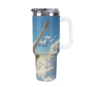Anceky Guitar in The Sky 40 Oz Tumbler with Handle Travel Coffee Mug Large Capacity Cars Cup White-Style