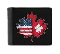 Anceky Half Canadian USA Flag Maple Leaf Mens Wallet Slim Bifold Wallet malist Front Pocket with 6 ID Window