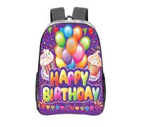 Anceky Happy Birthday Party Cupcake Balloons Clear Backpack See Through Rucksack PVC Transparent Backpacks 16 Inch Travel Back Pack Outdoor Sport Bag Casual Bags for Work Camping