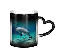 Anceky Heat Sensitive Color Changing Cup 11oz Coffee Mugs Dolphins Underwater Funny Ceramic Color Changing Mug for Women Men