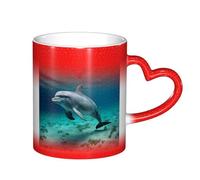 Anceky Heat Sensitive Color Changing Cup 11oz Coffee Mugs Dolphins Underwater Funny Ceramic Color Changing Mug for Women Men
