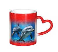 Anceky Heat Sensitive Color Changing Cup 11oz Coffee Mugs Two Dolphins Funny Ceramic Color Changing Mug for Women Men