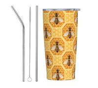 Anceky Honeycomb Bee 20 Oz Stainless Steel Travel Mug Vacuum Insulated Tumbler Coffee Mugs for Car Office Gym