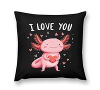 Anceky I Love You Axolotl Plush Pillowcase Square Throw Pillow Cover Soft Cushion Case for Sofa Bedroom Car 18 "x18