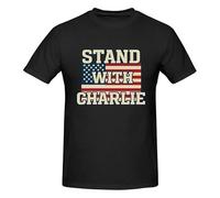 Anceky I Stand with Charlie Kirk Crew Neck Short Sleeve T-Shirt for Men Cotton T-Shirts Black