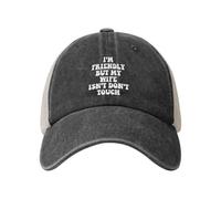 Anceky I'm Friendly But My Wife Isn't Don't Touch Hat Mesh Trucker Baseball Cap for Adult Black