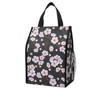 Anceky Insulated Cooler Tote with Pockets, Spring Blossom Trees Cherry Flowers, Portable Foldable Leak-Proof Thermal Bag for Picnics & Daily Commute