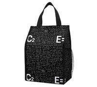 Anceky Insulated Lunch Tote with Mesh Pockets, Math Class Formula Equations, Lightweight Foldable Leak-Proof Thermal Bag for Commuting & Travel