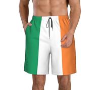 Anceky Irish Flag Print Summer Men's Swim Trunks,Beach Casual Shorts for Men,Board Shorts with Elastic Waist