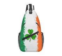 Anceky Irish Flag With Four Leaf Clover Crossbody Sling Bag For Women Men Adjustable Chest Bag Irish Green Clover Shoulder Bag Sling Backpack Daypack For Sport Travel Hiking