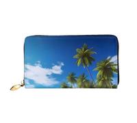 Anceky Island with Sandy Beach an Long Leather Wallet,Large Capacity Soft Pu Leather Purse for Women with Multiple Card Slots Phone Pocket and Zipper Coin Purse Stylish Phone Card Holder Clutch