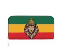 Anceky Jamaican Flag Rasta Reggae Judah Lion Wallets PU Leather Wallet for Women Men Zipper Credit Card Purse Long Clutch Purse