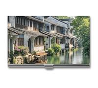 Anceky Jiangnan Water Towns Business Card Holder Slim Name Multi Wallet Credit Card ID Case for Men Women