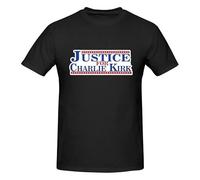 Anceky Justice for Charlie Kirk Crew Neck Short Sleeve T-Shirt for Men Cotton T-Shirts Black