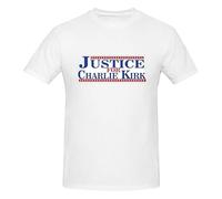 Anceky Justice for Charlie Kirk Crew Neck Short Sleeve T-Shirt for Men Cotton T-Shirts White