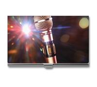 Anceky Karaoke Microphone Business Card Holder Slim Name Multi Wallet Credit Card ID Case for Men Women