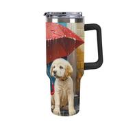Anceky Labrador Puppies Dogs 40 Oz Tumbler with Handle Travel Coffee Mug Large Capacity Cars Cup Black-Style