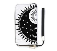 Anceky Ladies Wallet Egyptian Sun God Illustration Large Women Wallets Credit Card Holders Clutch Stylish Wallet with Wrist Strap Long Womens Purse