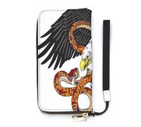 Anceky Ladies Wallet Mighty Eagle Pattern Large Women Wallets Credit Card Holders Clutch Stylish Wallet with Wrist Strap Long Womens Purse