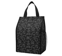 Anceky Leak-Proof Foldable Insulated Cooler, Math Formula Equation Black, Thermal Lunch Bag with Pockets for Office Workers & Outdoor Enthusiasts