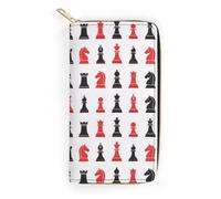 Anceky Leather Wallet for Travel Accessories, Chess Pattern Large Capacity Zipper Design, Portable Purse for Cash, Cards & Daily Essentials