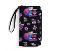 Anceky Leather Wallets Large Capacity Card Case, Clutch Wallets Zipper, Ideal for Credit Cards, Girl Love Basketball