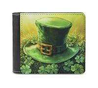 Anceky Leprechaun Hat with A Gold Buckle Soft PU Leather Bifold Wallet, Coin Purse Credit Pass Case, Durable Card-Holder Slim Billfold for Men Woman Money Storage