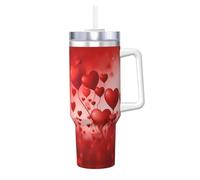 Anceky Love Heart Shape Balloon 40 OZ Stainless Steel Tumbler with Handle Lid Straw, Ice Bully Hot/Cold Coffee Cup for Women Men Birthday Presents