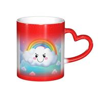 Anceky Magic Heat Sensitive Color Changing Cup 11oz Cartoon Smiling Rainbow Ceramic Mug for Birthday Christmas