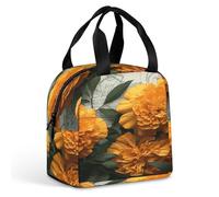Anceky Marigold Cooler Bag Heavy Duty Lunch Box Soft Leakproof Insulated Tote with Zipper Large Capacity Reusable Lunch Bag Adult Lunchbox for Work Picnic Camping Outdoor