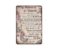 Anceky Memorial Husband in Heaven Tin Sign - Vintage Sentimental Quote Metal Wall Decor for Home Bedroom 8x12