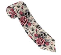 Anceky Mens Classic Necktie For Business,Formal,Wedding Girly Tattoo Rose Skull Halloween Tie