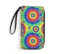 Anceky Mens High Capacity Water-Resistant Wallet, Secure and Durable, Perfect for Travel, Tie Dye Rainbow Peace