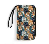 Anceky Mens High Capacity Water-Resistant Wallet, Secure and Durable, Perfect for Travel, Tiger Panther Leopard Lion