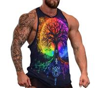 Anceky Men's Novelty 3D Viking Print Graphic Tank Tops Muscle Casual Sleeveless T-Shirt Norse Mythology Summer Tees