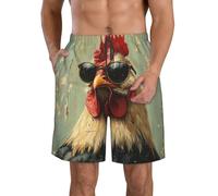 Anceky Mens Swim Trunks Beach Pants Board Shorts Bathing Suits, Funny Chicken Retro Vintage