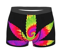 Anceky Mens Underwear Boxer Briefs Pouch Trunk Boxer Shorts, Tie Dye Psychedelic Weed Leaf