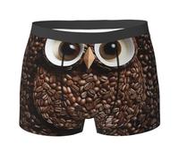 Anceky Mens Underwear Boxer Briefs Soft Stretch Boxer Briefs Breathable Coffee Bean Owl Boxers With Contour Pouch