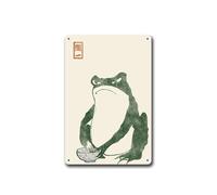 Anceky Metal Tin Sign Japanese Frog Art Exhibit Suitable for Home Bar Cafe Farmhouse Room Decor 8x12inch