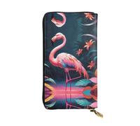 Anceky Metallic Flamingo Zipper Leather Wallet, 7.5 * 4.1 inch Long Clutch Bag, Multiple compartments and Large Capacity