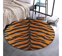 Anceky Modern Round Flannel Carpet Anti Slip Floor Protector, 36 in | Stylish, Tiger Stripes Animal Print, Decor Mat, Circle Rug for Under Desk Chair and Home Rooms