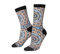 Anceky Moroccan Ceramic Tile Inspired Floral Old Fashioned Cultural Mosaic Novelty Crew Socks for Men & Women